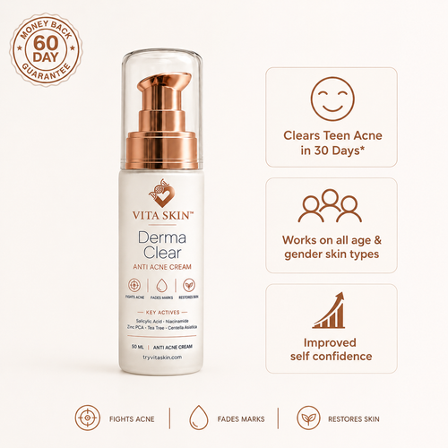 Derma Clear Anti Acne Cream fights acne, fades marks, restores skin — vegan, science-backed skincare for all ages & genders