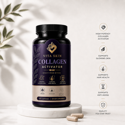 Vegan collagen activator capsules for glowing skin, hair health & anti-aging — 60 count dietary supplement